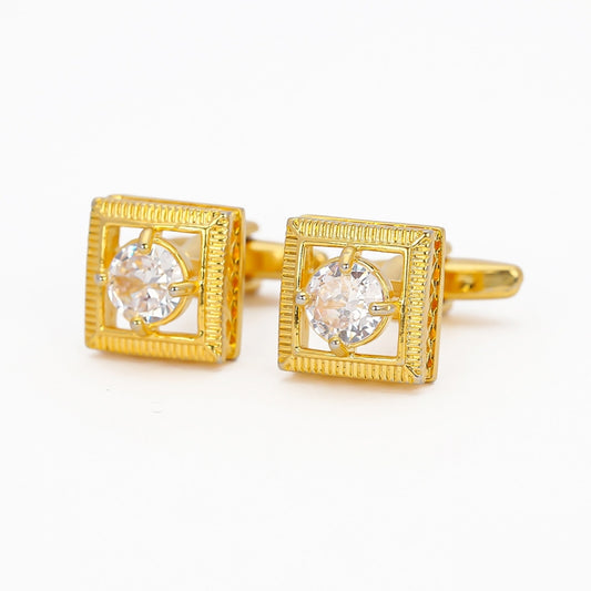 Vintage Gold Frame Clear Crystal Cufflinks