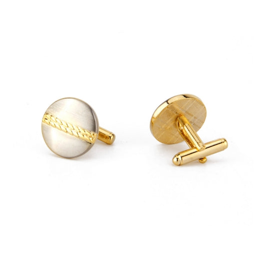 Elegant Gold Frame Brushed Silver Cufflinks