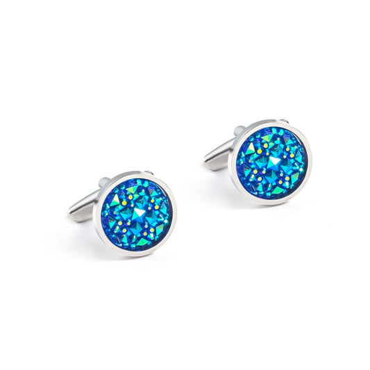 Ocean Blue Sparkle Crystal Cufflinks