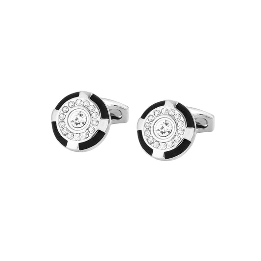 Formal Black Crystal Accent Men's Cufflinks