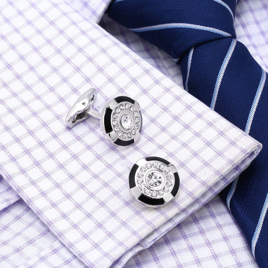 Formal Black Crystal Accent Men's Cufflinks
