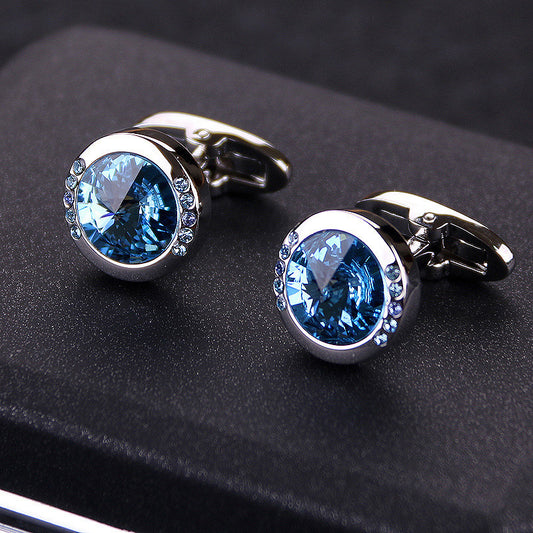 Dazzling Blue Crystal Men's Cufflinks