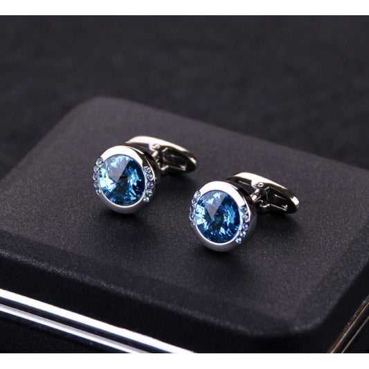Dazzling Blue Crystal Men's Cufflinks