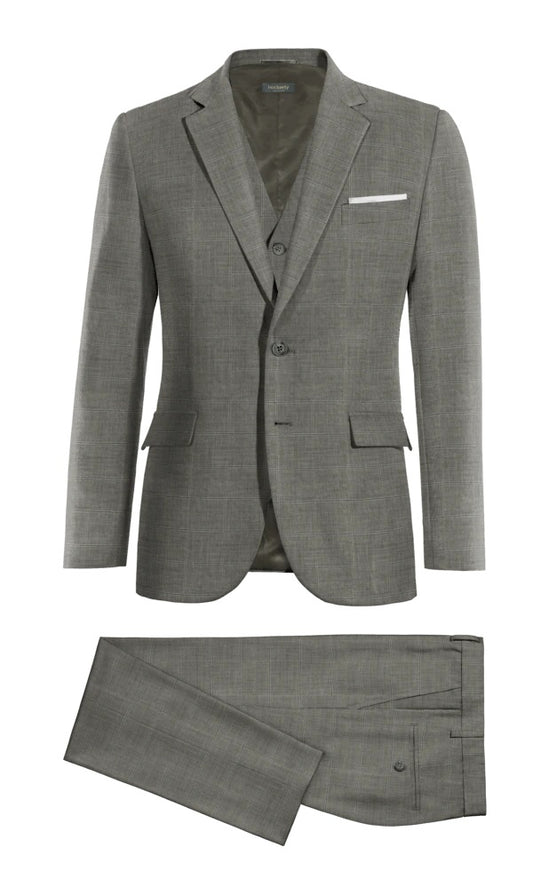 Fashion Gray Houndstooth Wool Business Suits