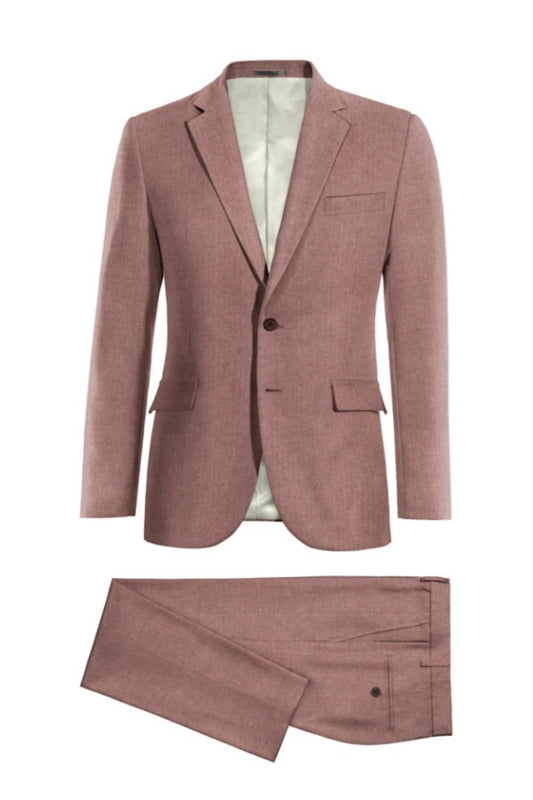 Fancy Dusty Pink Herringbone Wool Business Suits