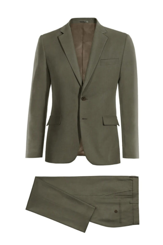 Simple Dark Green Notch Lapel Wool Business Suits