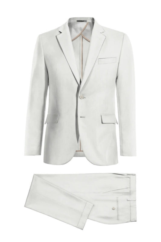 Slim Fit White Notched Lapel Wool Business Suits