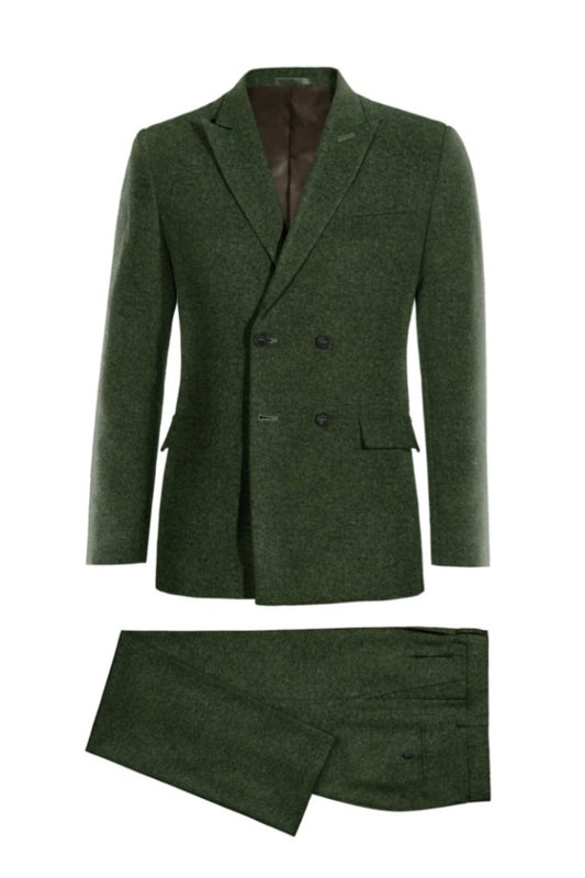 New Arrival Dark Green Double Breasted Wool Business Suits