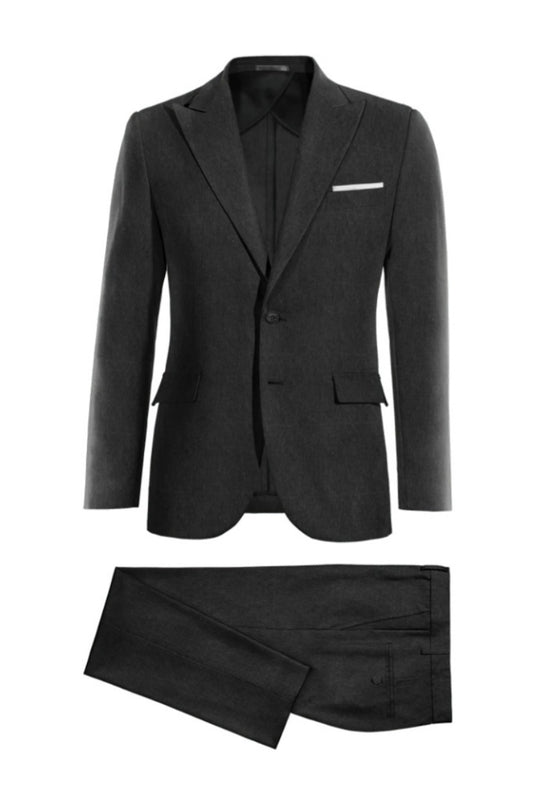 Fashion Black Peaked Lapel Wool Business Suits