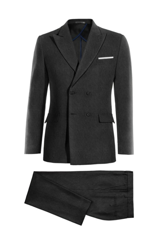 Chic Black Double Breasted Best Fitted Wool Business Suits