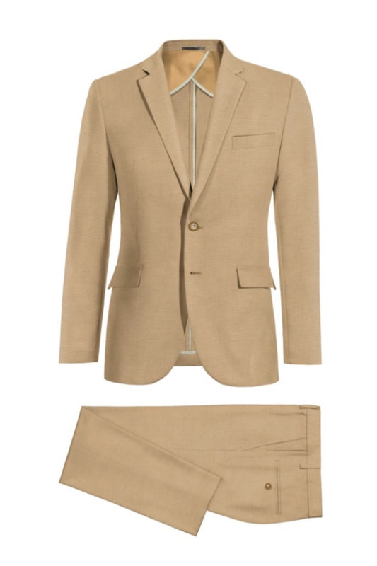 Glamorous Khaki Notched Lapel Wool Business Suits
