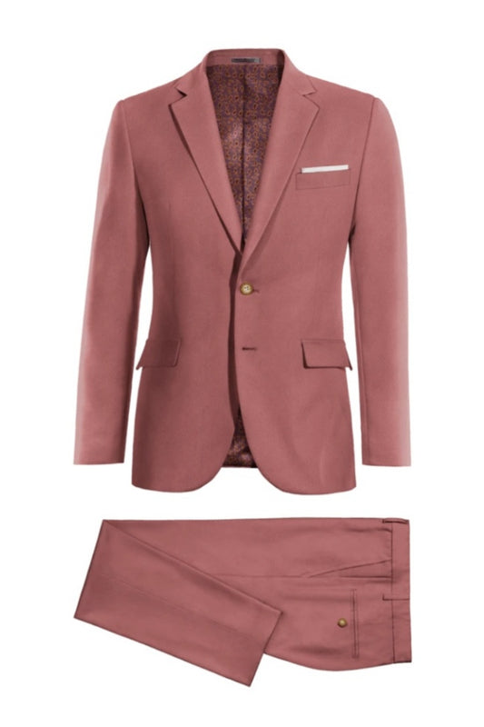 Fancy Dusty Pink Notched Lapel Wool Prom Suits