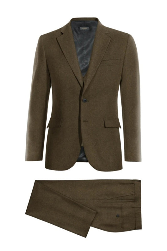 Stylish Brown 3 Pieces Notched Lapel Wool Business Suits