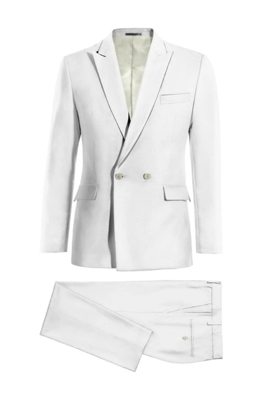 New Arrival White Double Breasted Wool Business Suits
