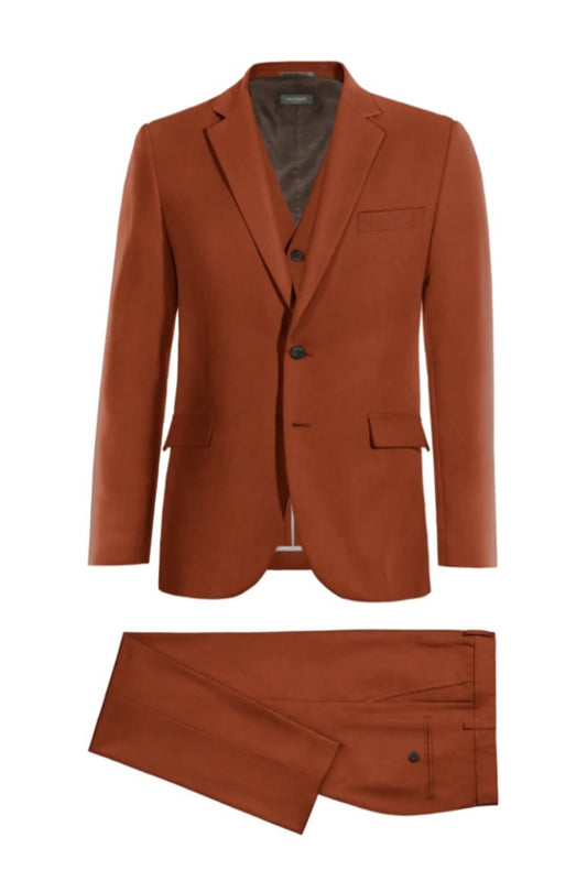 Chic Brown 3 Pieces Notched Lapel Wool Prom Suits