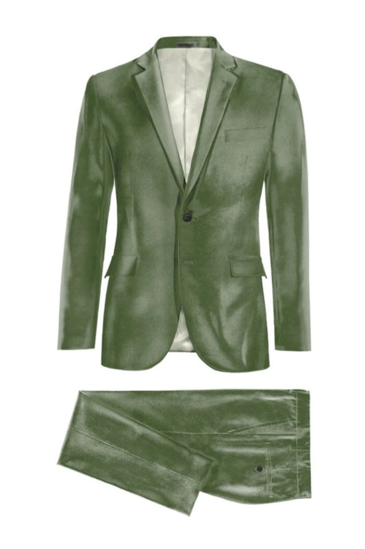 Fashion Green Velvet Close Fitting Prom Suits