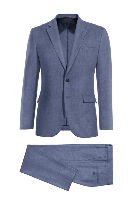 Fancy Light Blue Best Fitted Wool Business Suits