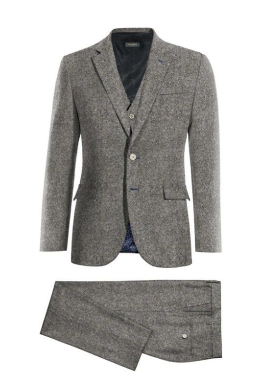 Formal Gray 3 Pieces Notched Lapel Wool Business Suits