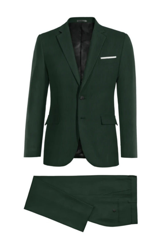 Glamorous Dark Green Slim Fit Notched Lapel Wool Prom Suits