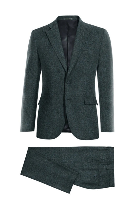 Glamorous Dark Green Notched Lapel Wool Business Suits