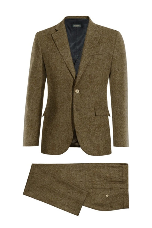Fomal Brown 3 Pieces Wool Business Suits With Waistcoat