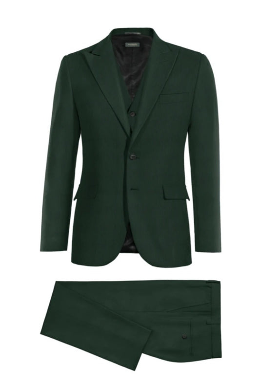 Fancy Dark Green 3 Pieces Wool Prom Suits