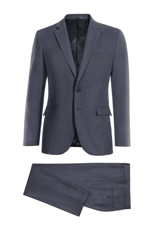 Gentle Steel Blue Houndstooth Wool Business Suits