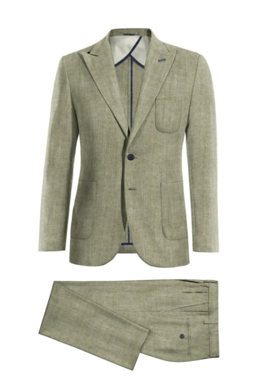 Charming Sage Green Linen Prom Suits For Men