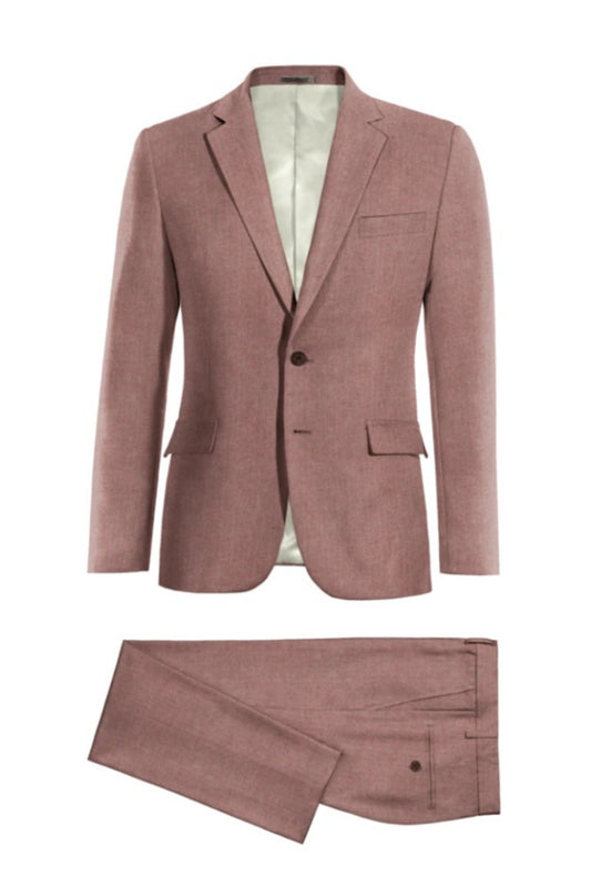 Stylish Dusty Pink Herringbone Notched Lapel Prom Suits