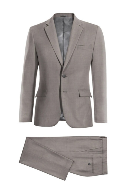 Chic Light Gray Notched Lapel Best Fitted Wool Business Suits