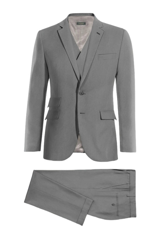 Bespoke Gray 3 Pieces Wool Business Suits