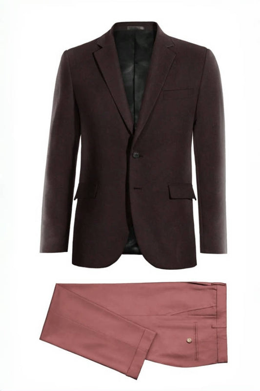 Glamorous Purple Wool Business Suits With Pink Pants