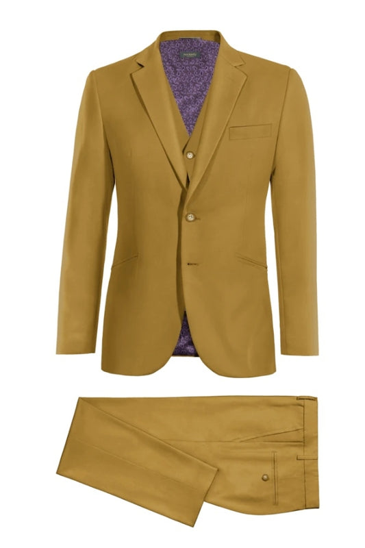 Gentle Camel 3 Pieces Wool Men's Business Suits