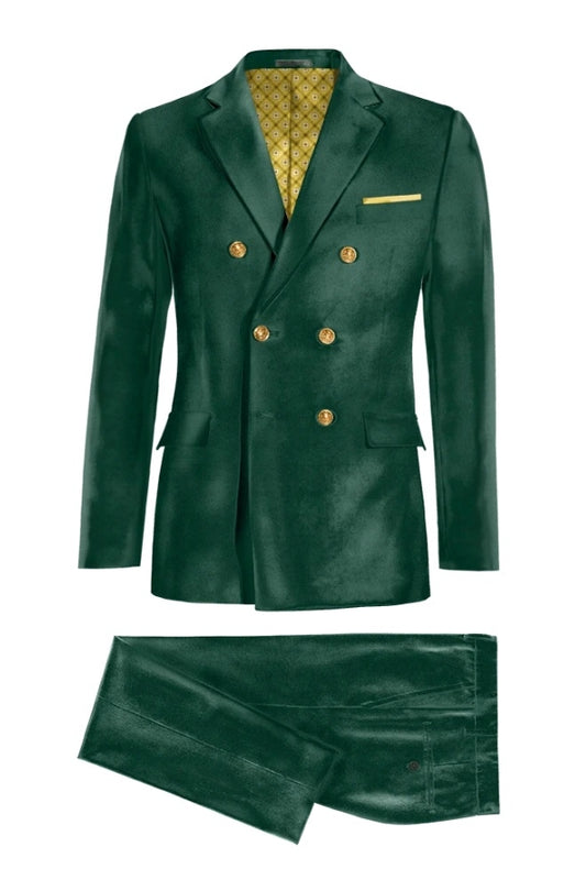 Bespoke Green Velvet Double Breasted Business Suits