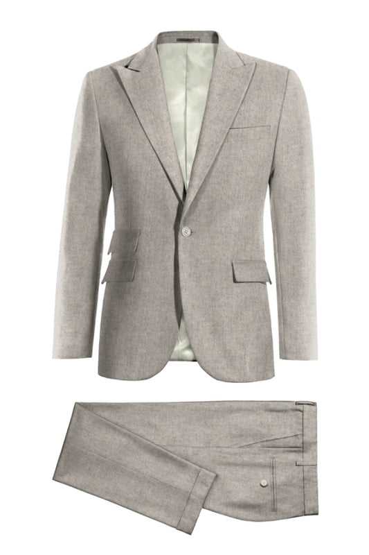 New Arrival Gray Peaked Lapel Wool Men's Business Suits