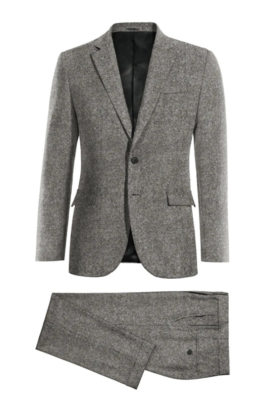 Stylish Close Fitting Dark Gary Wool Business Men Suits