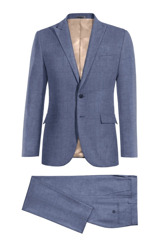 Formal Blue Newest Peaked Lapel Wool Business Suits