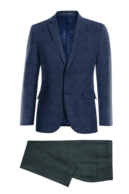 Trendy Navy Notched Lapel Wool Business Suits For Men