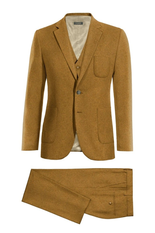 Chic Camel 3 Pieces Notched Lapel Wool Business Men Suits