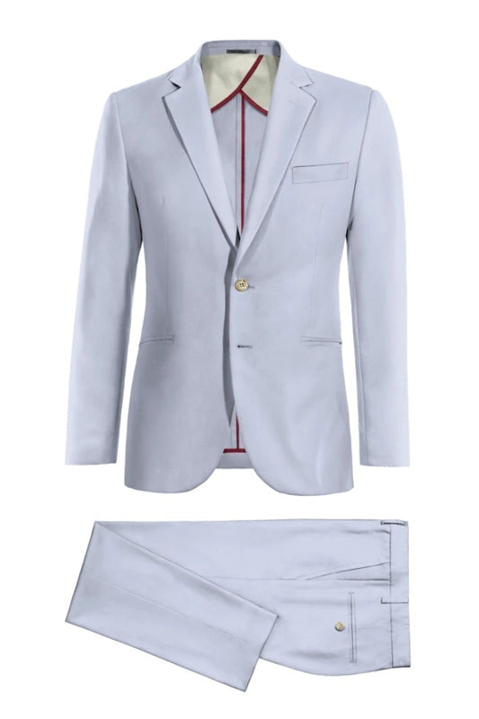 Newest Chic Light Blue Notched Lapel Wool Business Men Suits
