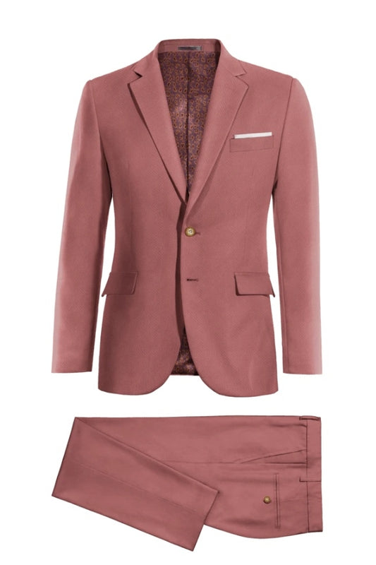 Glamorous Pink Notched Lapel Wool Business Men Suits
