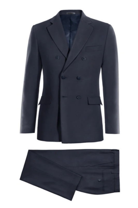 Handsome Navy Double Breasted Wool Business Men Suits