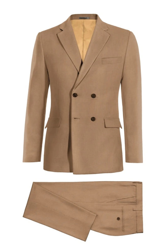 Light Brown Newest Double Breasted Wool Business Men Suits