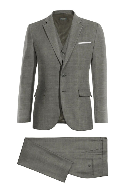 Bespoke Gray 3 Pieces Notched Lapel Wool Business Suits