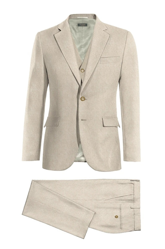 New Arrival Light Beige Trendy Wool Business Suits With Waistcoat