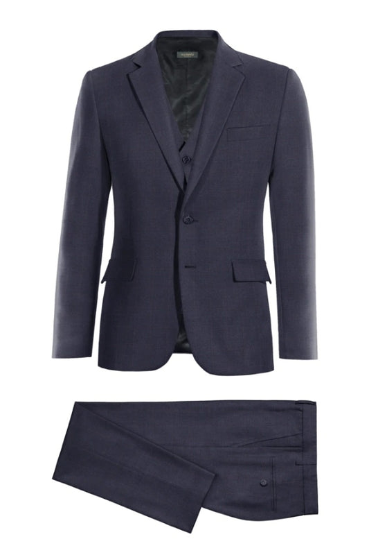 Classical Navy Blue 3 Pieces Notched Lapel Stylish Wool Business Suits