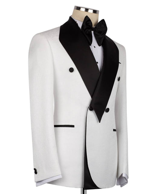 Fashion White New Arrival Shawl Lapel Wool Wedding Suits