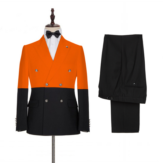 Glamorous Orange Double Breasted Prom Men Suits