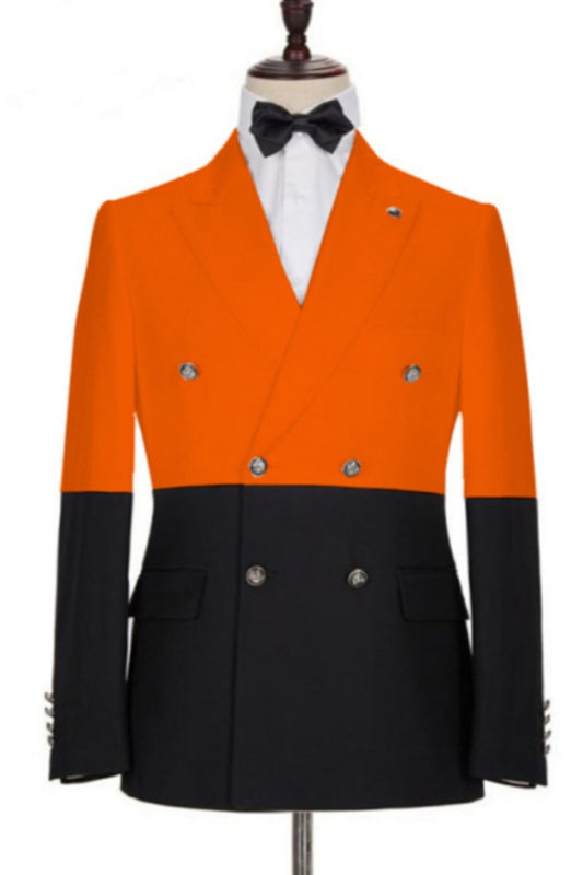 Glamorous Orange Double Breasted Prom Men Suits