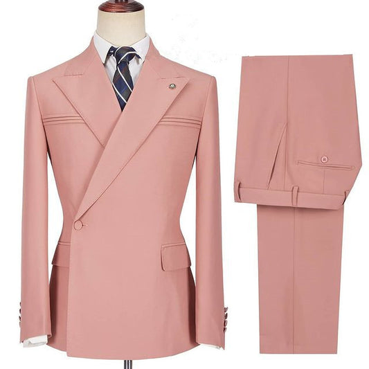 Pink New Arrival One Button Wool Slim Fit Prom Suits